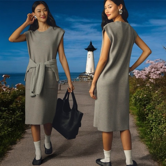 Anthropologie Dresses & Skirts - Anthropologie Maeve Muscle Column Midi Dress On Gray  SIZE Medium